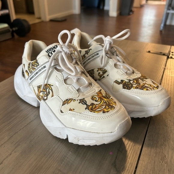 Versace Shoes - Versace Jeans Couture Sneakers – White Baroque Print